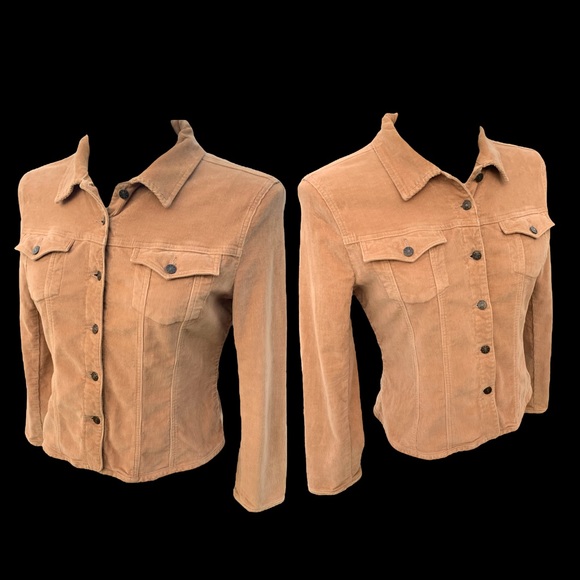 A•M•I• Button-Up Fitted Buttoned Pockets Corduroy Jacket Women’s LG VTG - Picture 10 of 16